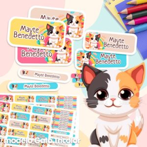 Gato Tricolor - Etiquetas Personalizadas