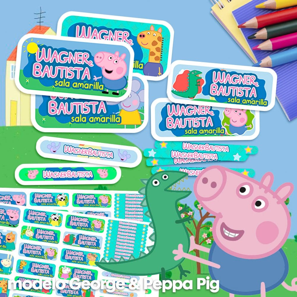 Etiquetas Escolares para Imprimir | George & Peppa Pig (Archivo Digital PDF)