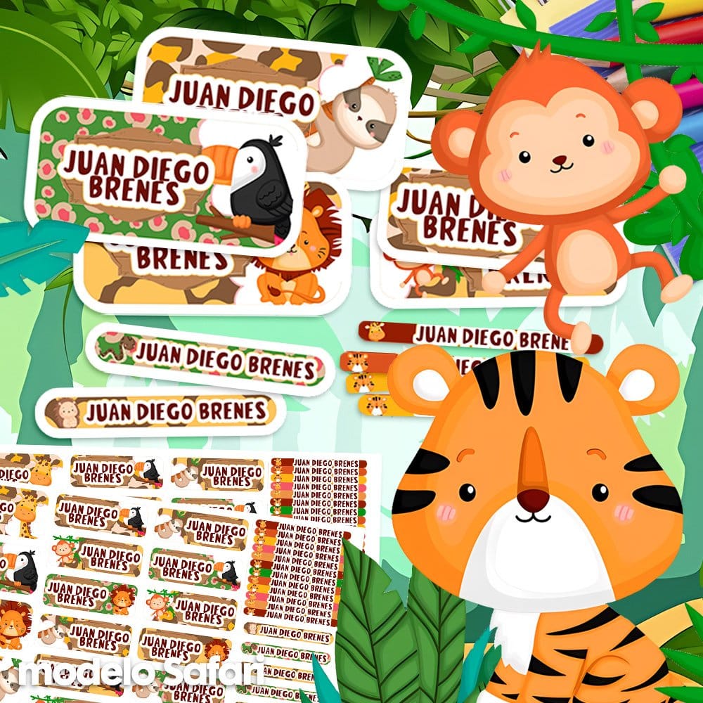 Etiquetas Escolares para Imprimir | Safari (Archivo Digital PDF)