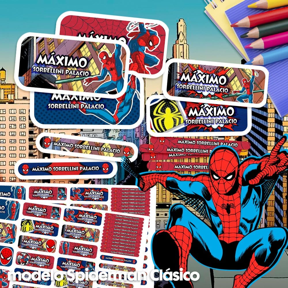 Etiquetas Escolares - Spiderman Clásico