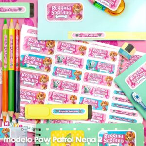 Paw Patrol Rosa - Etiquetas Personalizadas