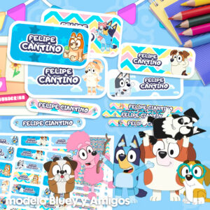 Bluey y Amigos - Etiquetas Personalizadas